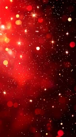 Crimson bokeh field with radiant starburst light points.