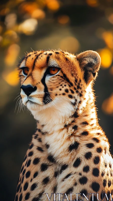 Cheetah portrait shows detailed spotted coat in soft light