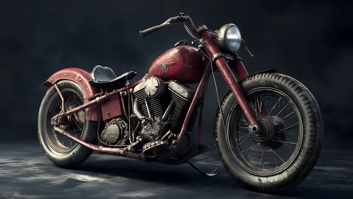 Weathered vintage bobber motorcycle with patina and wear