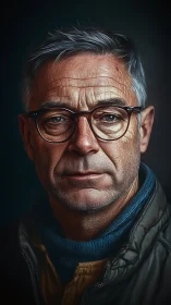 Middle-aged man with glasses in detailed digital portrait.