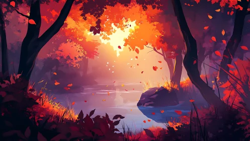 Molten Sanctuary Where Autumn Bleeds Into Twilight Serenity