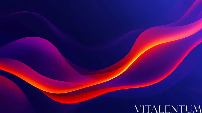 Neon tides of molten light rolling across midnight blue.