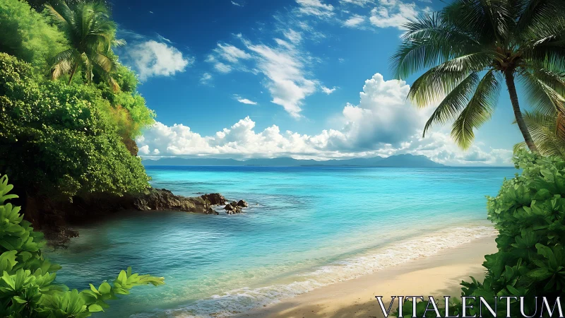 Tropical Coastal Landscape with Sandy Beach and Turquoise Waters