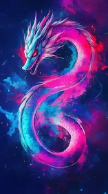 Neon cosmic dragon coils in vibrant infinity loop