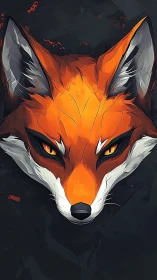 Geometric fox portrait isolates vivid orange form on dark field