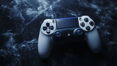 PlayStation 4 Controller Against Marble Surface.