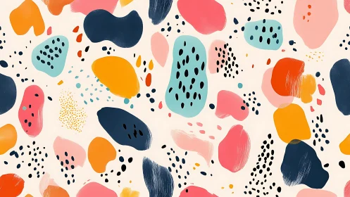 Abstract multicolor brushstroke pattern on soft cream field.