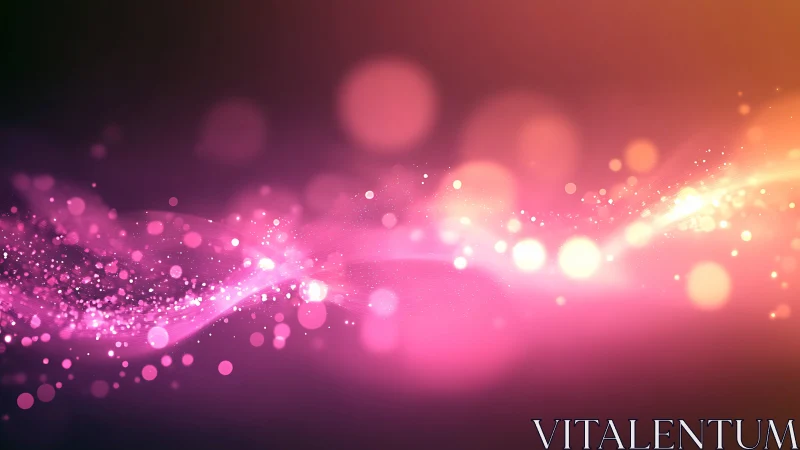 Pink light wave forms glowing particles across dark gradient