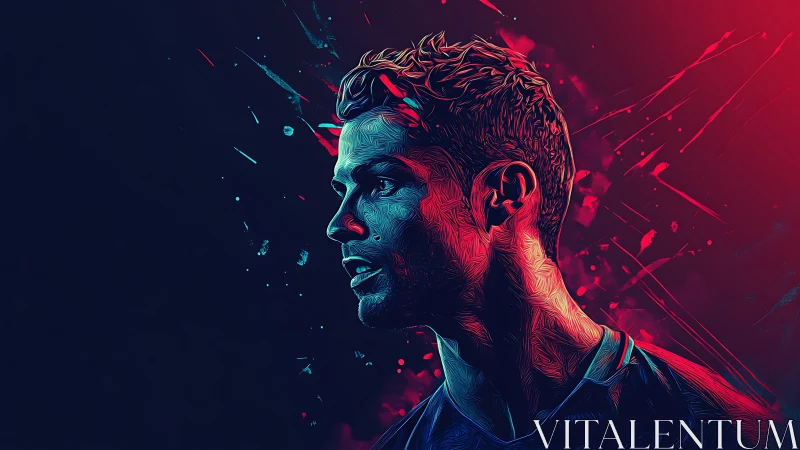 Neon duotone male sports portrait with dynamic light trails