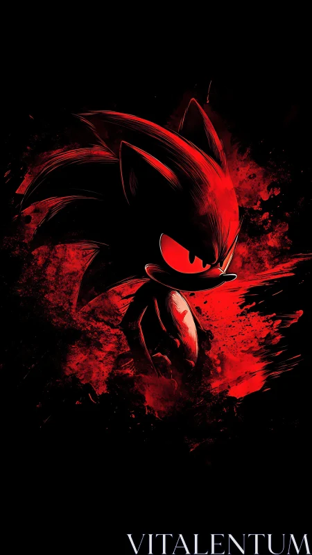 Red-streaked hedgehog silhouette radiates dark electric fury