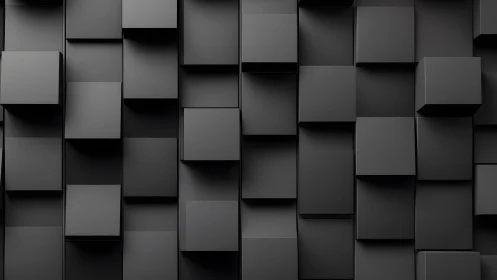 Geometric Black Cubes Pattern in 3D Minimalist Modern Style.