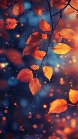 Digital painting of autumn foliage with bokeh depth field.