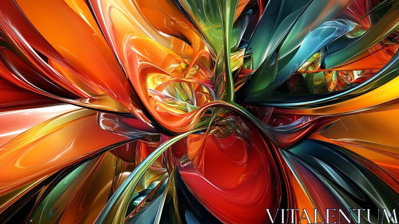 Chromatic ribbons twist into a luminous abstract vortex.