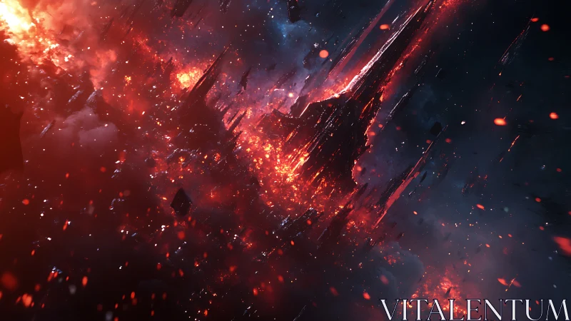 Cosmic Explosion: Where Fire Meets the Infinite Night Sky.