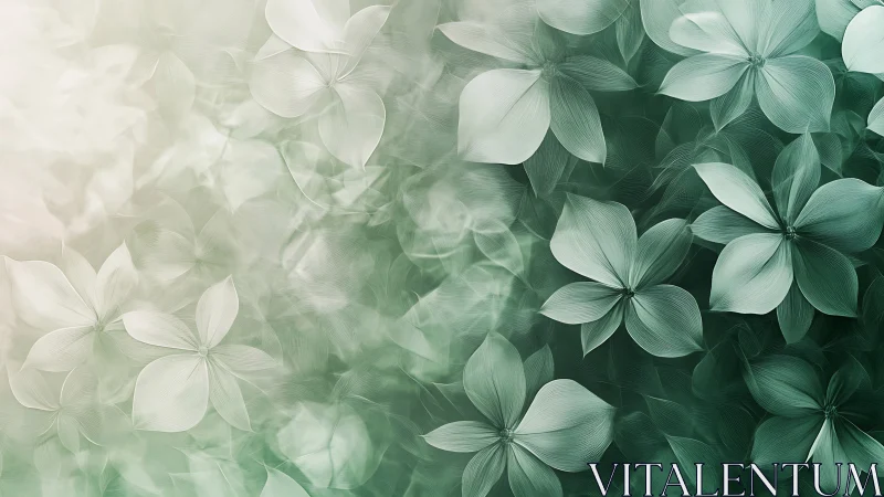 Ethereal mint petals over layered soft green backdrop.
