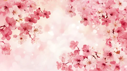 Pink Blossoms Arranged on Neutral Background.