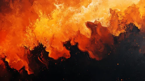 Inferno Abstract Landscape with Flowing Molten Energy.