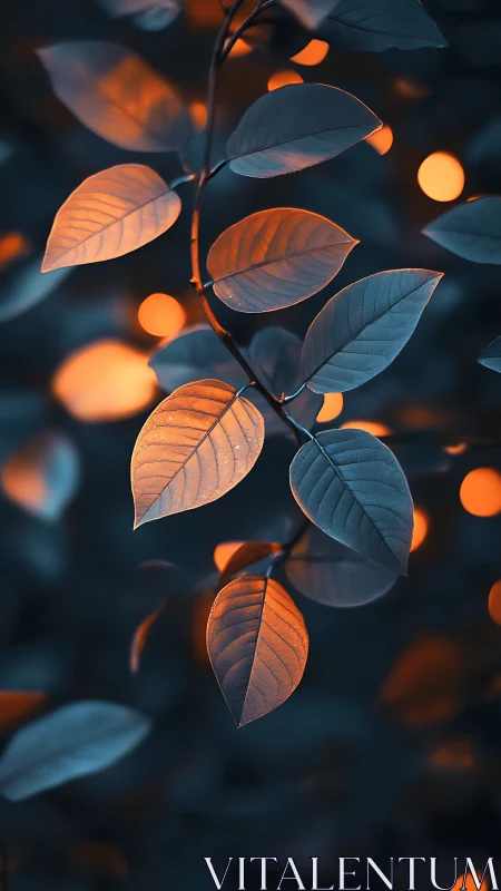 Bokeh-lit foliage reveals complementary teal and orange tonality