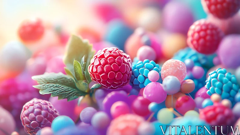 Candy-bright berries in a dreamy pastel sugar garden.