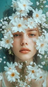 Daisy tide dreamer crowned in drifting milkwhite petals.