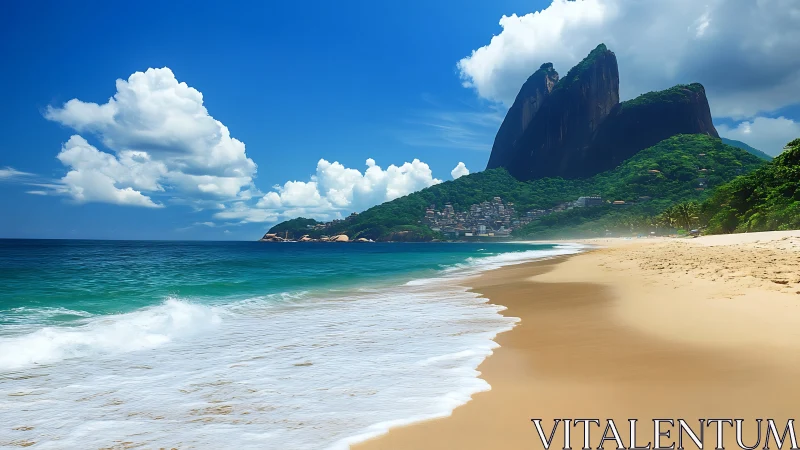 Emerald Peaks Meet Golden Shores in Tropical Paradise.