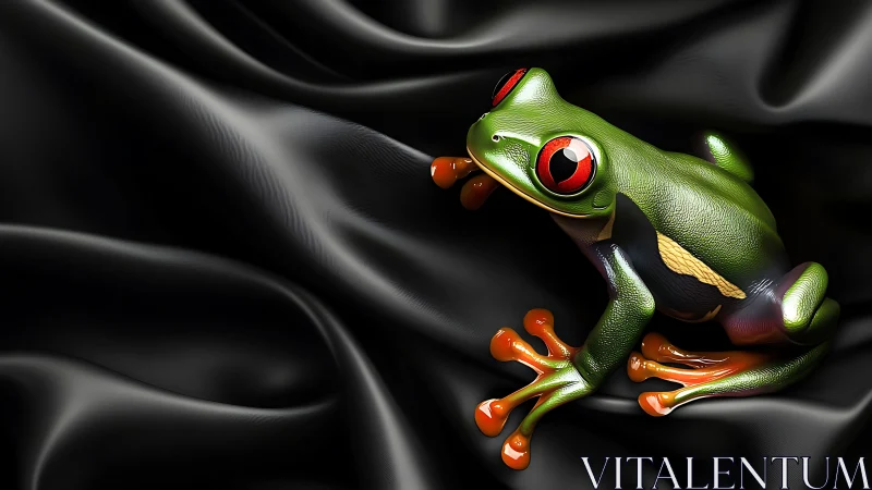 Velvet-backed tree frog gleams like a jewel in motion