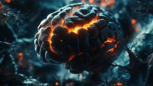 Molten midnight cortex glows like a forged thought