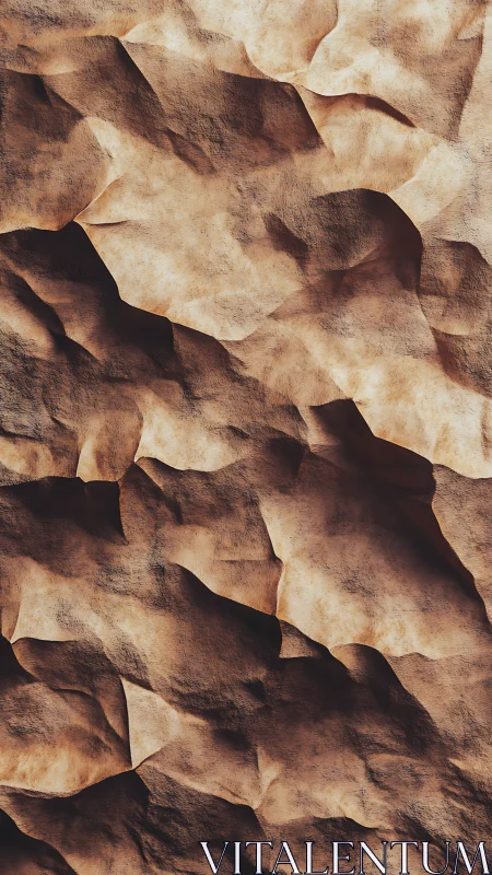 Crinkled parchment texture evokes warm, weathered depth