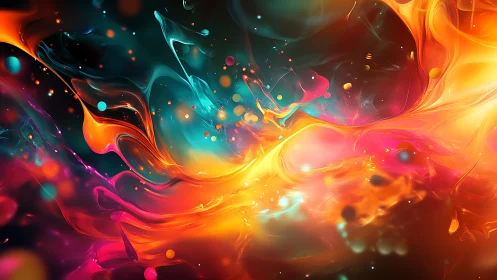 Luminous fluid nebula swirling in vibrant molten colors.