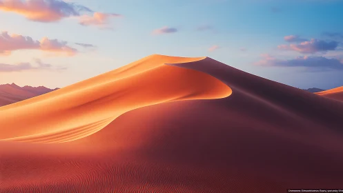 Sunlit dune ridge exhibits soft gradients and fine sand textures