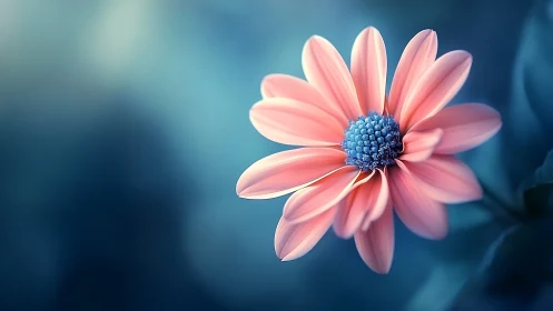 Pink Daisy Dreams Against Turquoise Haze.