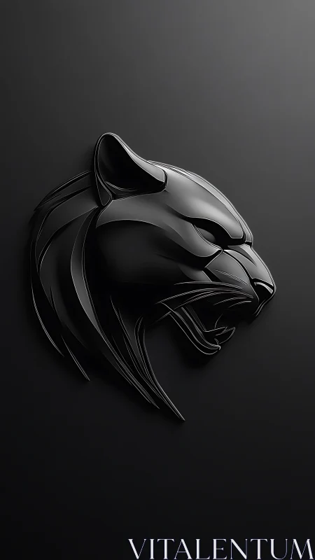 Parametric gloss-black panther emblem in low-key relief.