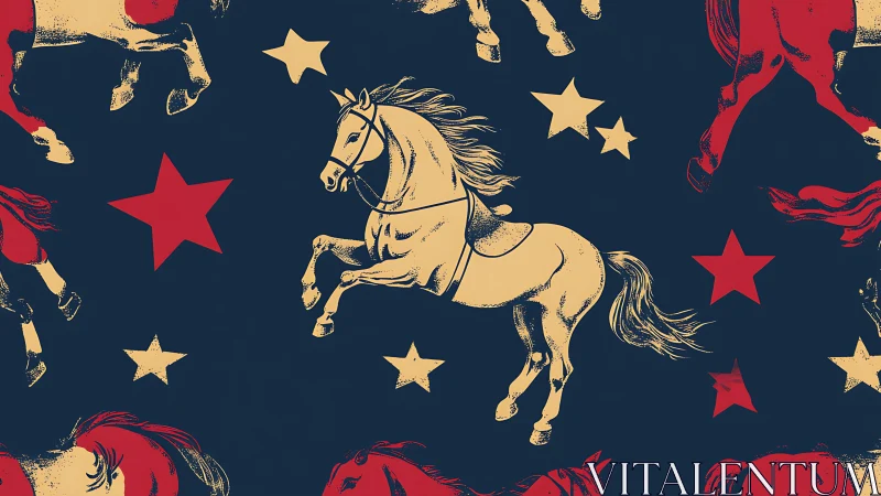 Galloping star ponies on midnight parade wallpaper pattern.