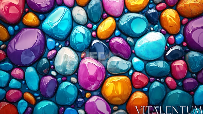 Multicolored glossy pebble-like shapes in dense arrangement.
