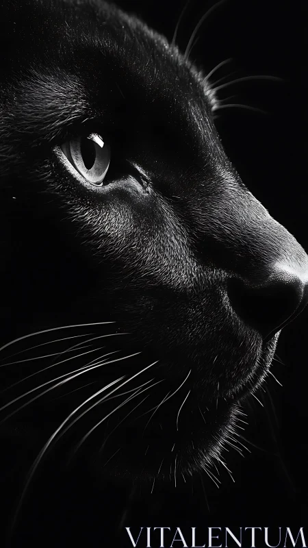 Striking Black Cat Portrait with Luminous Eyes.