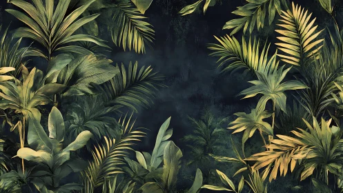 Midnight jungle hush with moonlit palm whispers.