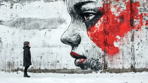 Photoreal street mural profile with human scale contrast study.