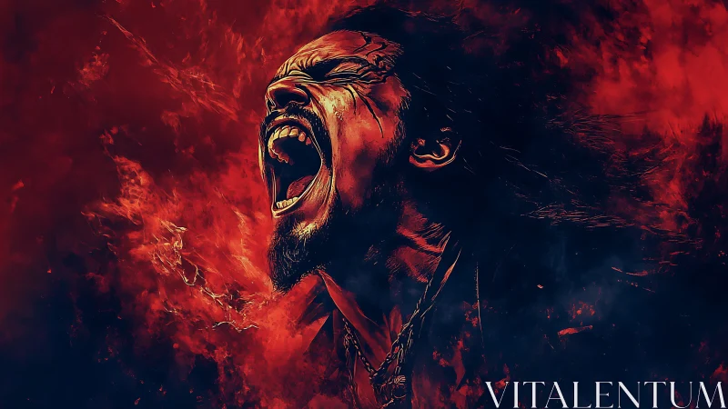 Fiery roar of raw emotion bursting through swirling night.