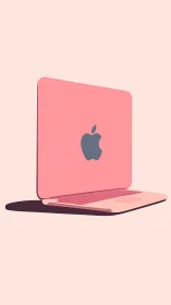 Blushing laptop levitates softly in a minimalist peach void