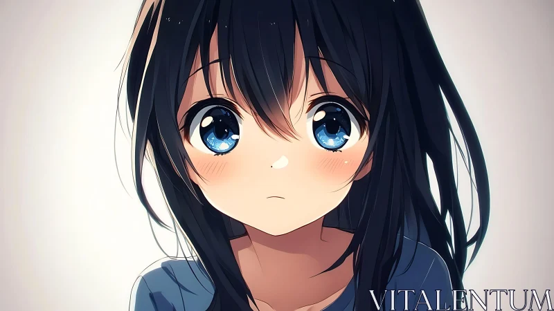 Anime portrait with luminous eyes and soft gradient lighting.