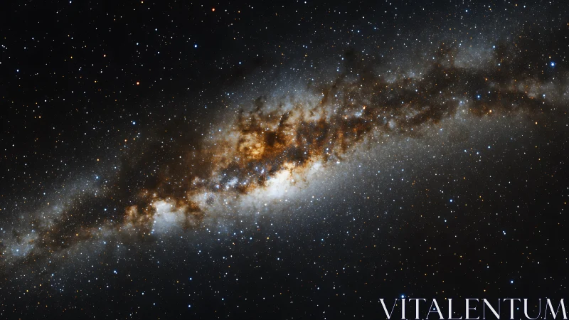 Dense galactic star field shows central dust lane clearly