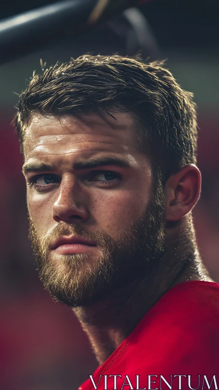 Storm-eyed ballplayer under stadium heat, locked in focus.