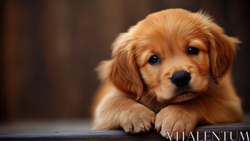 Golden retriever puppy portrait with shallow depth of field
