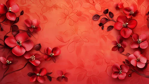 Crimson Orchid Dreams: Garden of Scarlet Florals.