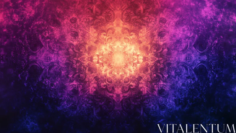 Radiant fractal bloom within magenta and indigo nebulae.