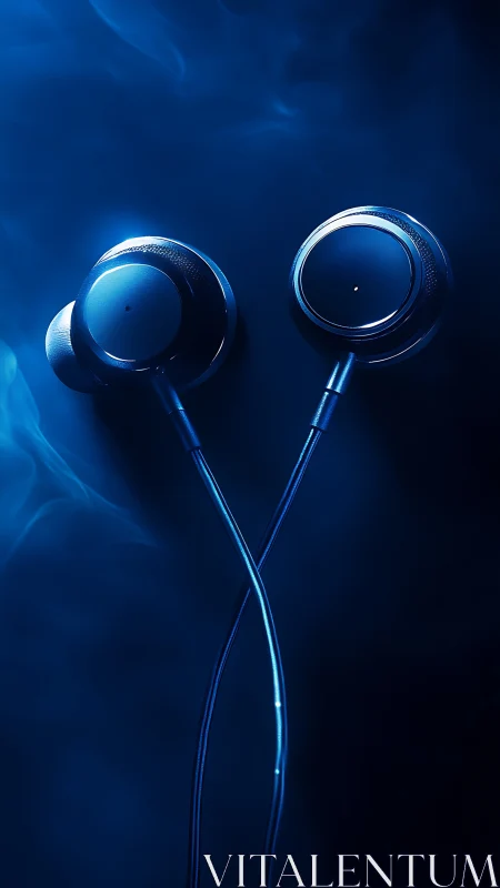 Blue In-Ear Earbuds with Glowing Illumination. Premium Audio.