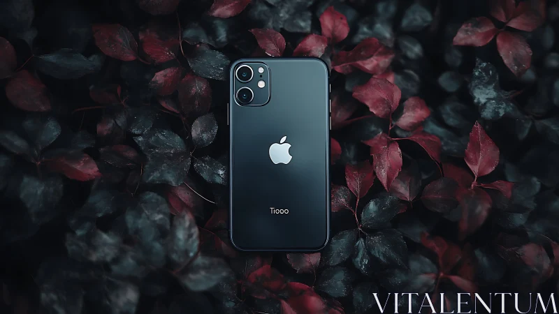 iPhone 11 Pro positioned against dark foliage backdrop.