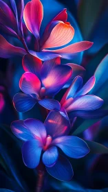 Luminous Orchids Glow in Neon Pink and Blue Light.