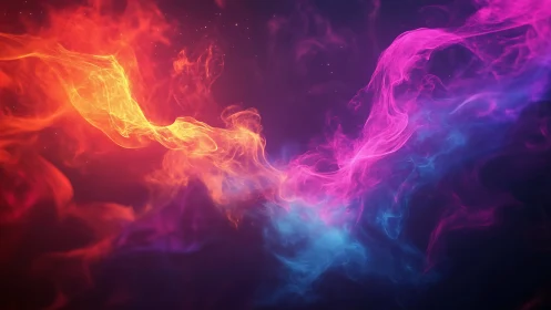 Flowing neon energy streams converge in dark space with color gradients.