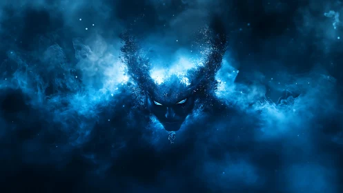 Cosmic blue demon emerges from dissolving nebula clouds
